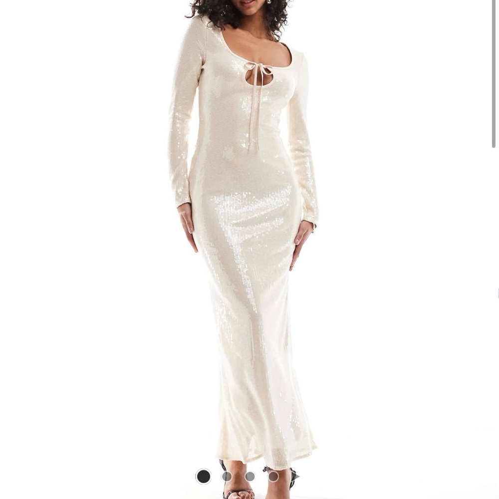 ASOS Cream Sequin Midi Dress